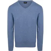 Steppin' Out Pull Coton Cachemire Col V Bleu Indigo