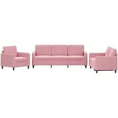 vidaXL 3-pc. Ensemble de canapés en velours rose