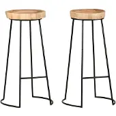 Syfax Tabouret de bar 2 pcs. Bois massif acacia