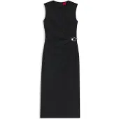 HUGO Klinda 10280544 Red Sleeveless Midi Dress Noir 38 Femme