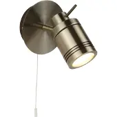Searchlight Samson IP44 Salle de bain Spot mural laiton antique avec interrupteur à tirette GU10