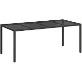 vidaXL Table de jardin noire 190 x 90 x 75 cm en polyrotin