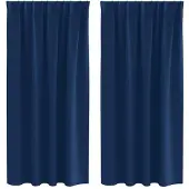vidaXL Rideaux occultants avec anneaux 2 pcs bleu foncé 175 x 140 cm