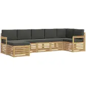 vidaXL Ensemble de canapés d'extérieur , 7 pièces, blanc et anthracite