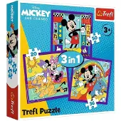 Trefl Puzzle - 3 en 1 (20, 36, 50 pièces) - Mickey et sa joyeuse équipe - Mickey Mouse et ses amis - 34894