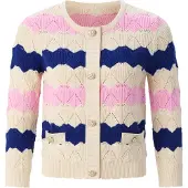 Rich & royal Cardigan beige / bleu foncé / rose