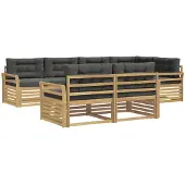 vidaXL Ensemble de salon de jardin , 7 pièces, blanc et anthracite, en polyester