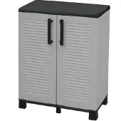 Artplast Armoire de rangement 2 portes Gris 68x37x90cm - Meuble de rangement Garage Maison Terrasse
