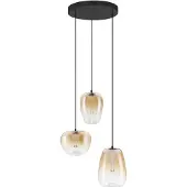 Lyora Suspension design Oblo Verre ambré à 3 lumières