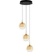 Lyora Suspension Orenda Verre ambré à 3 lumières