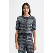 Scotch & Soda Lurex Jacquard Knitted Short Sleeve T-shirt Gris S Femme