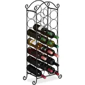 Relaxdays Casier à Vin, 21 Bouteilles, étagère Décorative Pour Cuisine, Cave Et Bar, Métal, Hlp 88 X 33 X 20 Cm, Noir -