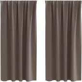 vidaXL Rideaux occultants avec anneaux 2 pcs brun foncé