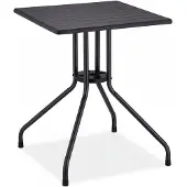 Relaxdays Table de jardin , dimensions : 75 x 61 x 61 cm, table de balcon aspect bois, plastique, métal, table de terrasse carrée, noire