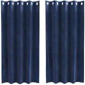vidaXL Rideaux occultants 2 pcs bleu foncé 140 x 175 cm velours