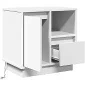 vidaXL Cabinet de chevet Blanc 50 x 34.5 x 50 cm. Bois d'ingénierie