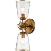 Elstead Lighting Elstead Staring Wandleuchte E27 2-fach Gebeiztes Gold Klar (E27)