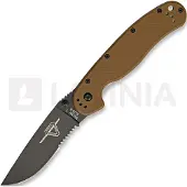 Ontario Couteau pliant RAT-1, brun/noir, lame à dents