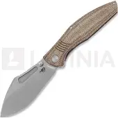 Bestech Couteau pliant Lockness - Stonewash - Natural Canvas Micarta