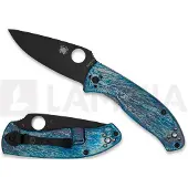 Spyderco Couteau pliant Tenacious Blue Titanium Disarray D2, noir