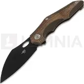 Bestech Couteau pliant Nogard - Blackwash - Natural Canvas Micarta, bronzed
