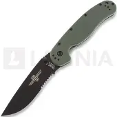 Ontario Couteau pliant RAT-1, vert/noir, lame à dents