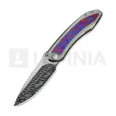 We Knife Winsome Damasteel, Polished Bead Blast Ti/Timascus