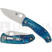 Spyderco Couteau pliant Tenacious Blue Titanium Disarray D2