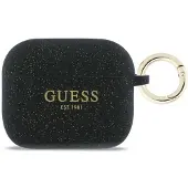 GUESS Étui en silicone avec paillettes et anneau pour AirPods Pro 3 - noir