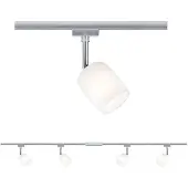 Paulmann Ensemble de système de rails URail Blossom, 4 spots max. 10W, culot G9, finition chromée mate/chrome/satin, 230V, métal/plastique