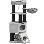 Songmics Arbre à chat plus grand, 141cm, colonne épaisse, stable, anti-basculement noir