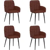 vidaXL - 4 chaises de salle à manger, similicuir, marron brillant