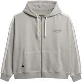 Superdry Athletic Essentials Relaxed Fit Full Zip Sweatshirt Gris XL Femme