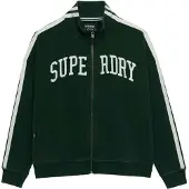 Superdry Veste de survêtement 'Athletic Essentials' vert foncé / blanc