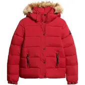 Superdry Femme Aux Femmes Rouge Veste Couche Intermédiaire Courte à Capuche, Taille: 38 Taille: 38