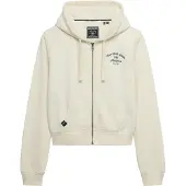 Superdry pour femme. W2012613A Athletic Relaxed Crop Sweatshirt off-white (M), Blanc, Casuel, Sport, Coton