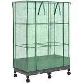 vidaXL Jardinière avec couvercle de serre et roulettes, lot de 2, PP
