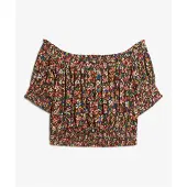 Superdry Smocked Crop Short Sleeve Top Marron M Femme