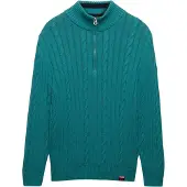 Superdry Femme Pull à Demi-zip en Maille Torsadée Décontracté Green Taille: 34