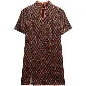 Superdry Femme Robe Courte en Jacquard à col Mao Black Taille: 40
