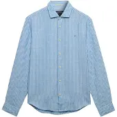Superdry pour homme. M4011103A Chemise en lin Riviera bleu (XXL), Casuel, Manche longue