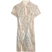 Superdry Robe de cocktail or / argent / blanc perle