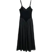 Superdry Lbd Velvet Corset Sleeveless Midi Dress Noir M Femme