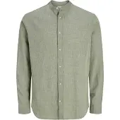 Jack & Jones Esummer Linen Blend Band Long Sleeve Shirt Vert L Homme