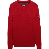Superdry pour femme. W6110610A Pull ample à motifs torsadés rouge (M), Casuel, Tissu