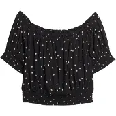 Superdry Smocked Crop Short Sleeve Top Noir S Femme