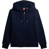 Superdry Femme Sweat à Capuche Zippé Doublé en Borg Essential Navy Taille: 42