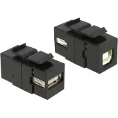 DeLOCK Adaptateur Keystone : prise USB 2.0 A vers prise USB 2.0 B, noir