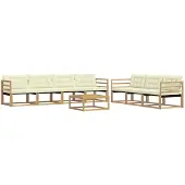vidaXL Ensemble de salon de jardin 8 pièces, blanc et crème