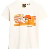 Superdry T-shirt marron / jaune / orange / blanc
